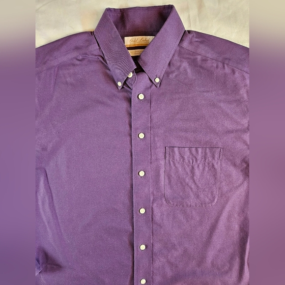 Gold Label Roundtree & Yorke Mens Purple Button Up Long Sleeve Shirt Size 15 1/2 - Picture 3 of 12